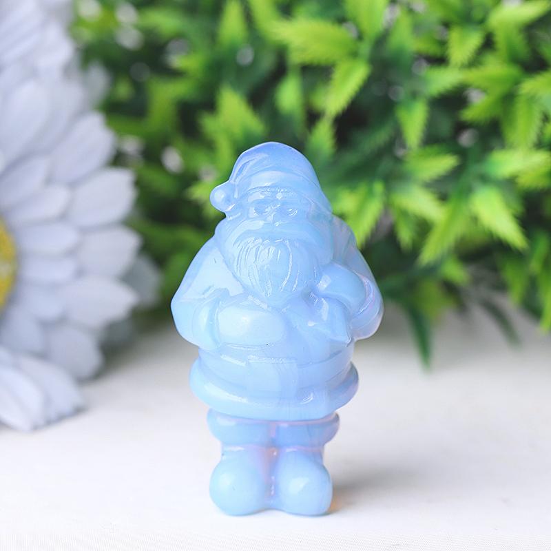 2" Blue Opalite Santa Claus Crystal Carvings for Christmas Wholesale Crystals USA