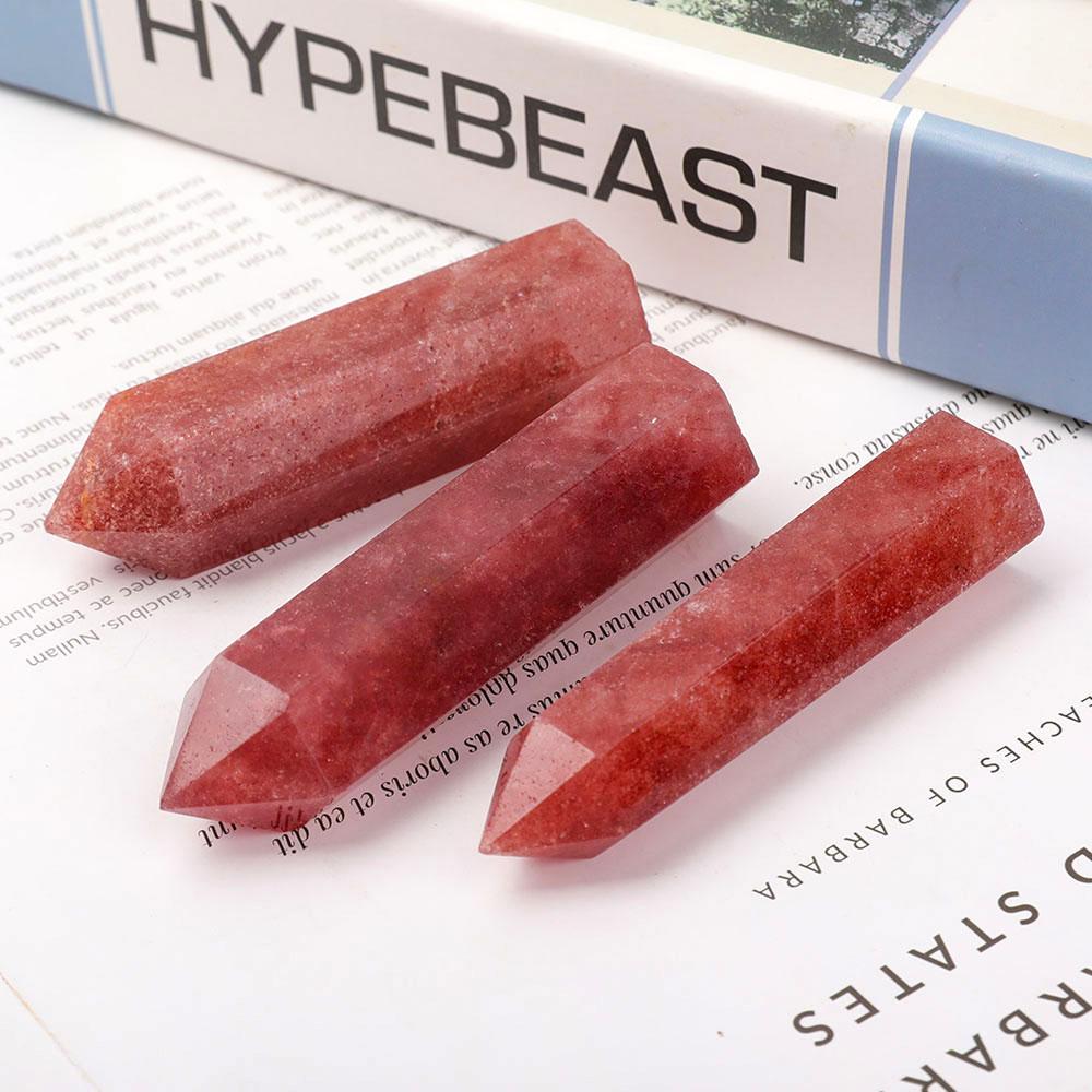 Set of 3 Strawberry Quartz Points Wholesale Crystals USA