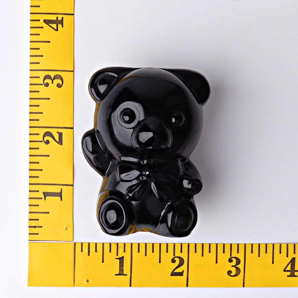 2.7" Black Obsidian Toy Bear Crystal Carvings Wholesale Crystals USA