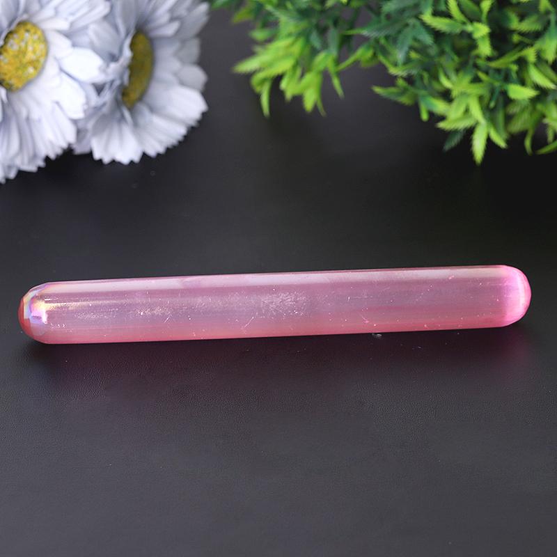 6" Aura Selenite Wand