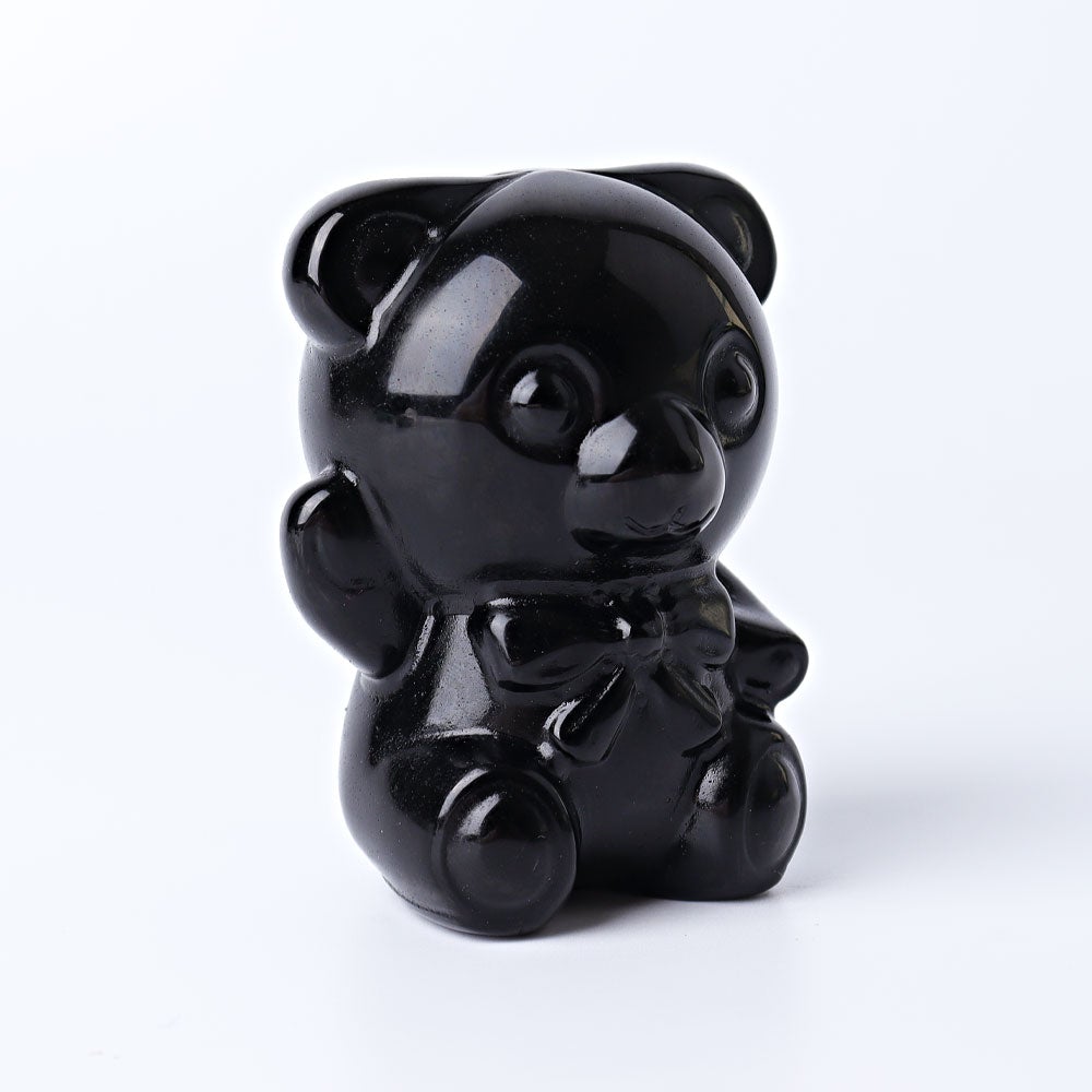2.7" Black Obsidian Toy Bear Crystal Carvings Wholesale Crystals USA