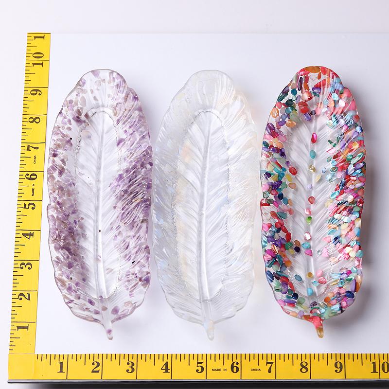 9.5" Feather Shape Plate Crystal Carvings Wholesale Crystals USA