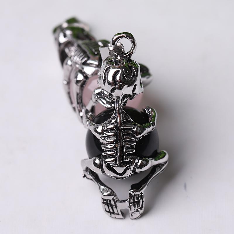 Wholesale Silver Skeleton Wrapped Round Ball Crystal Pendant Wholesale Crystals USA