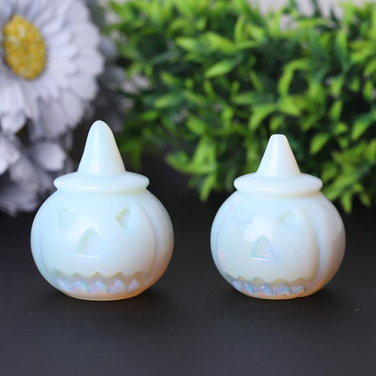 2" Opalite Pumpkin Crystal Carvings for Halloween Wholesale Crystals USA