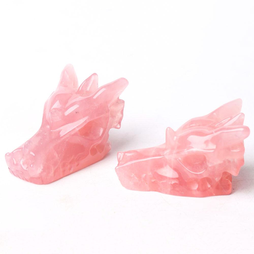 Rose Quartz Dragon Head Carving for Decoration Wholesale Crystals USA