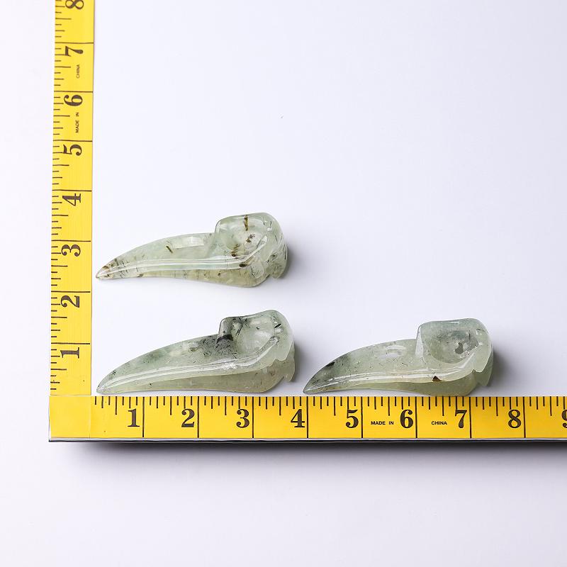 3.5" Natural Prehnite Crow Skull Head Healing Carving Epidote Wholesale Crystals USA