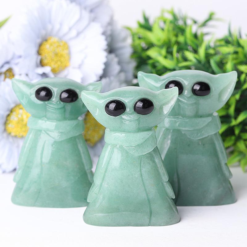 3" Green Aventurine Baby Yoda Master Crystal Carvings Wholesale Crystals USA