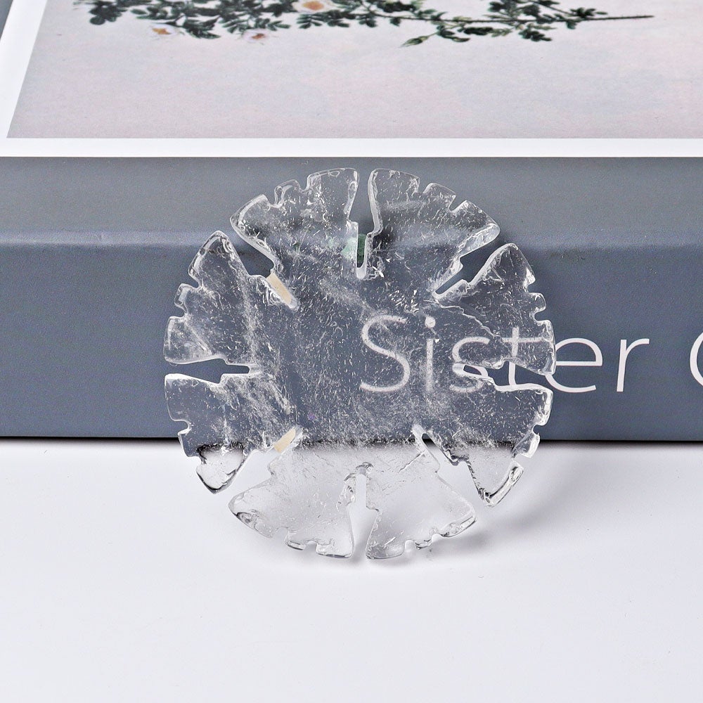 2" Rose Quartz Clear Quartz Snowflake Shape Crystal Carvings Wholesale Crystals USA