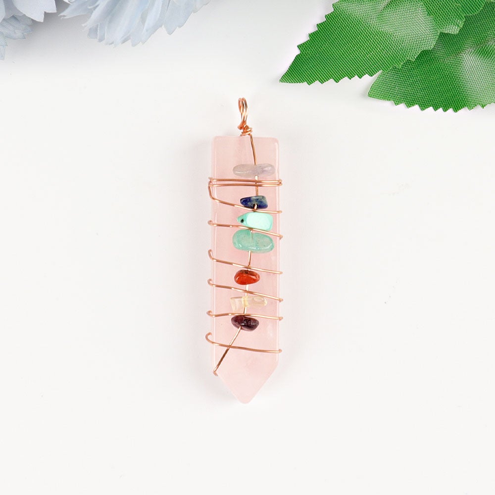 2" Chakra Wire Wrapped Pendant Wholesale Crystals USA