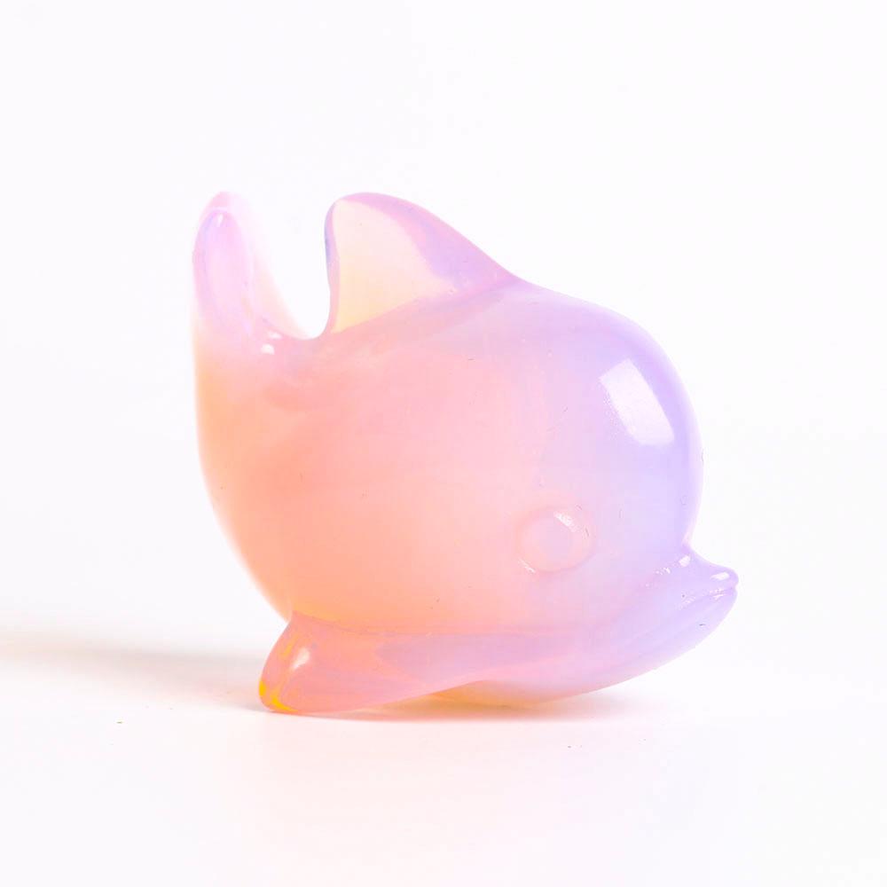Pink Opalite Dolphin Carving Decoration Wholesale Crystals USA