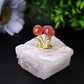 4" Selenite Base with Carnelian Decoration Free Form