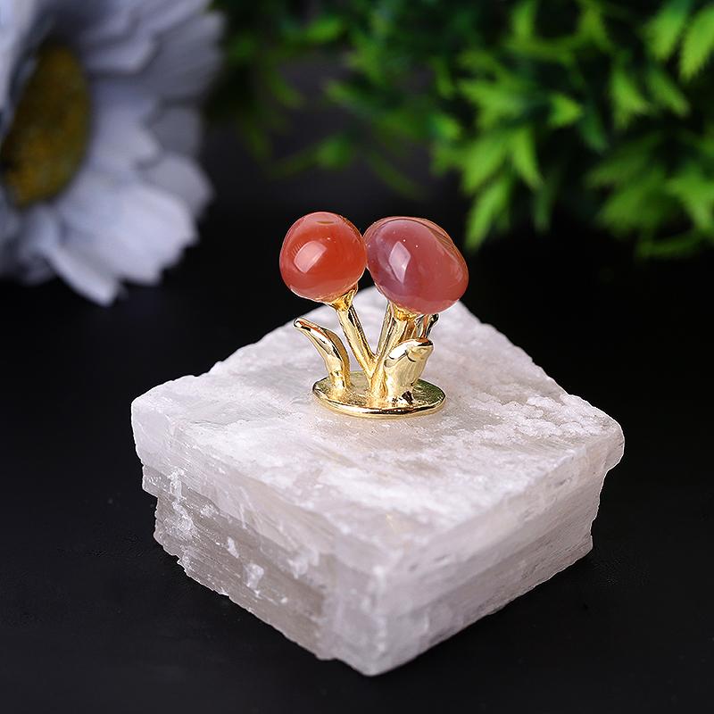 4" Selenite Base with Carnelian Decoration Free Form