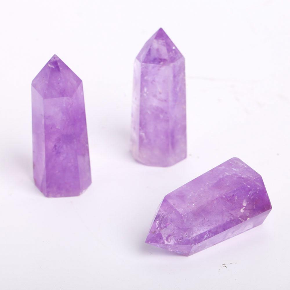 Set of 3 Amethyst Crystal Points Wholesale Crystals USA