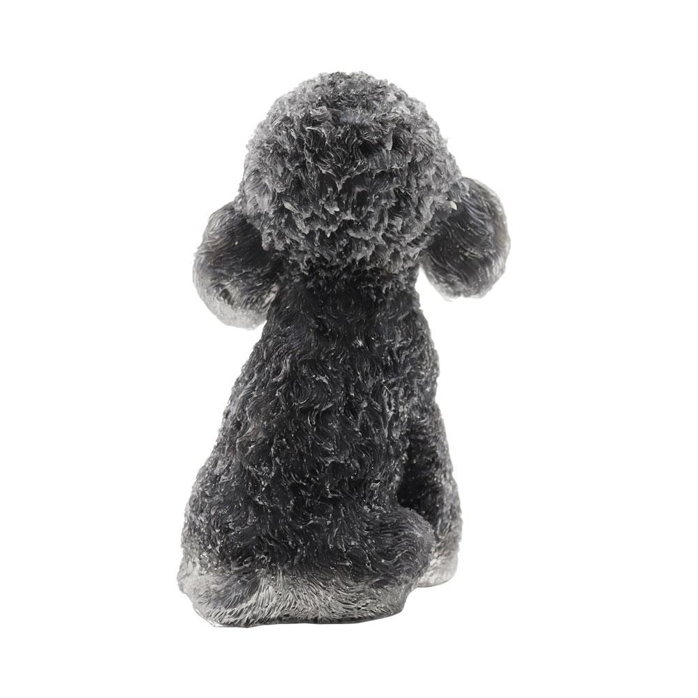 Resin Dog Figurines with Black Obsidian Gravel Toy Poodle for Kids Gifts