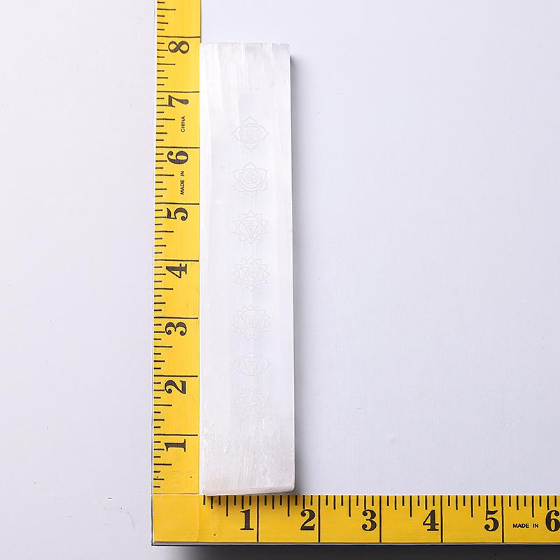 7.5" Selenite Stick Wand with Laser Engraved Chakra Pattern