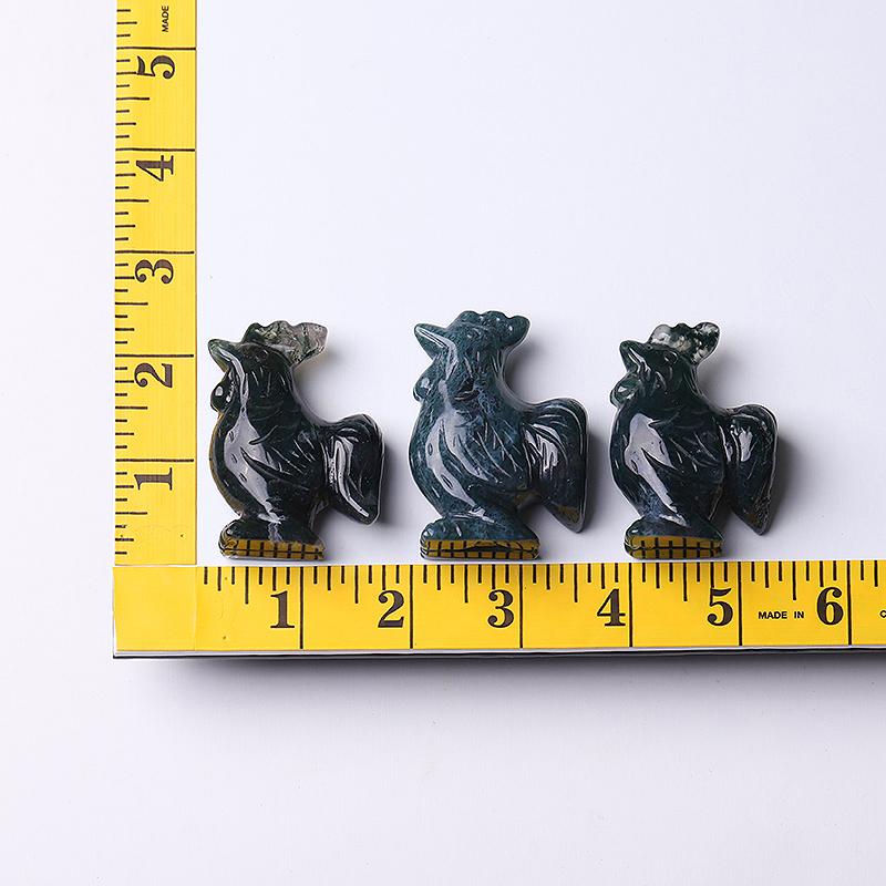 2" Moss Agate Rooster Crystal Carvings Wholesale Crystals USA
