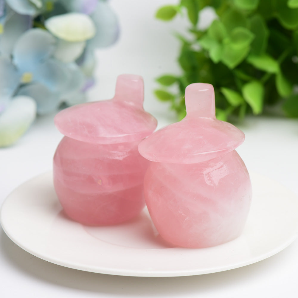 2.1" Rose Quartz Mushroom House Crystal Carving Bulk Wholesale Wholesale Crystals USA