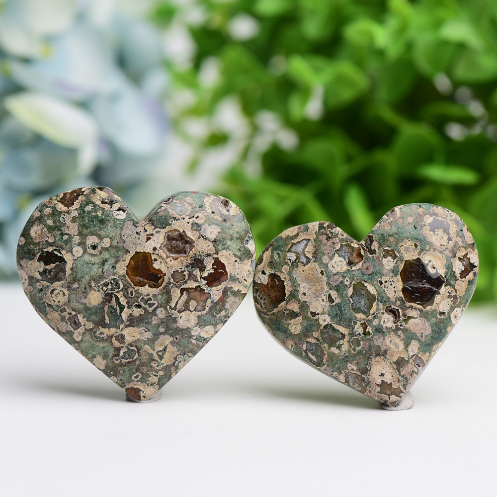 2.3" Rainforest Japer Heart Palm Stone Wholesale Crystals USA