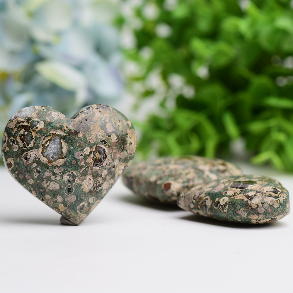 2.3" Rainforest Japer Heart Palm Stone Wholesale Crystals USA