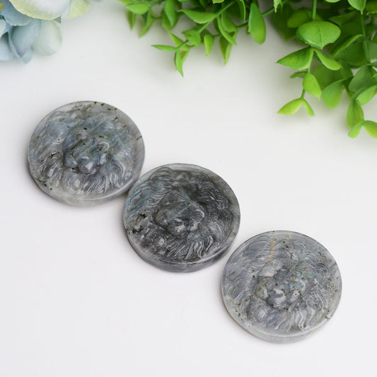 1.9" Labradorite Slab with Lion Crystal Carving Wholesale Crystals USA