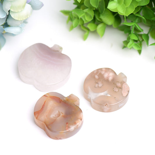 2.2" Flower Agate Apple Shape Crystal Carving Bulk Wholesale Wholesale Crystals USA