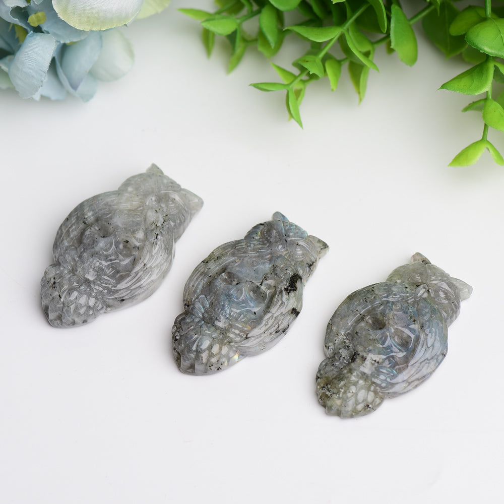 2.1" Labradorite Owl with Skull Dec Crystal Carving Wholesale Crystals USA