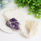 Amethyst Cluster Hanging with Cotton Rope Tassels Wholesale Crystals USA