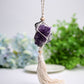 Amethyst Cluster Hanging with Cotton Rope Tassels Wholesale Crystals USA
