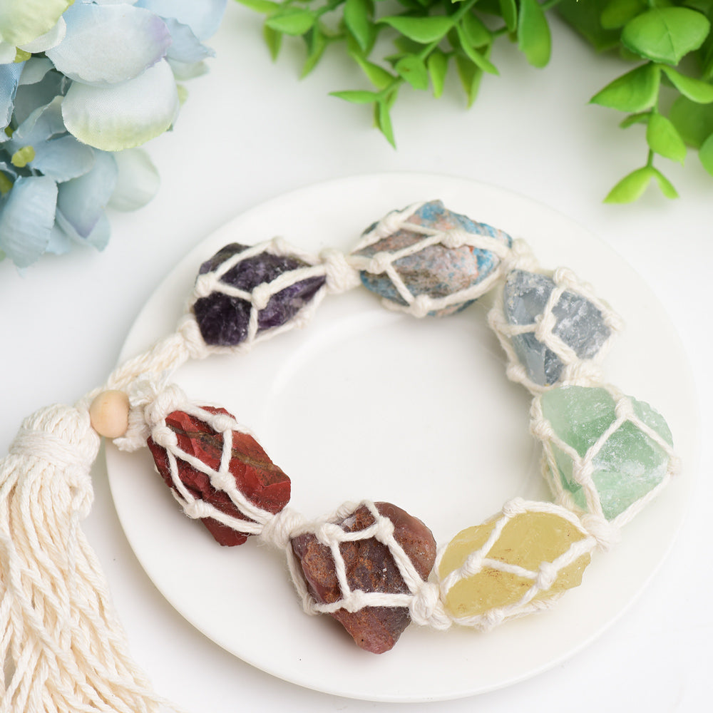 Chakra Raw Stone with Selenite Stick Crystal Hanging Wholesale Crystals USA