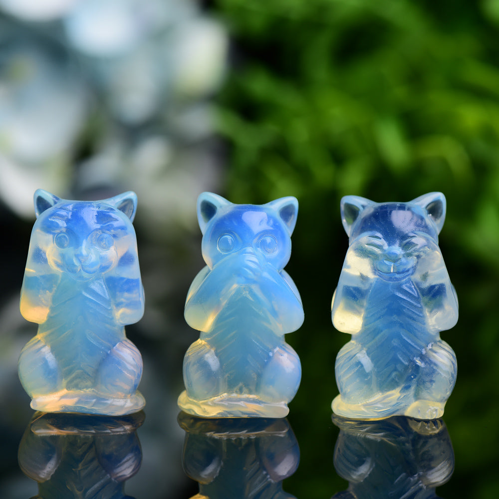 1.9" Opalite Cat 'Hear No Evil, Speak No Evil, See No Evil' Crystal Carving Wholesale Crystals USA