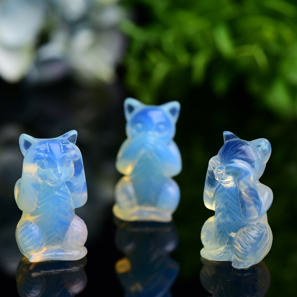 1.9" Opalite Cat 'Hear No Evil, Speak No Evil, See No Evil' Crystal Carving Wholesale Crystals USA