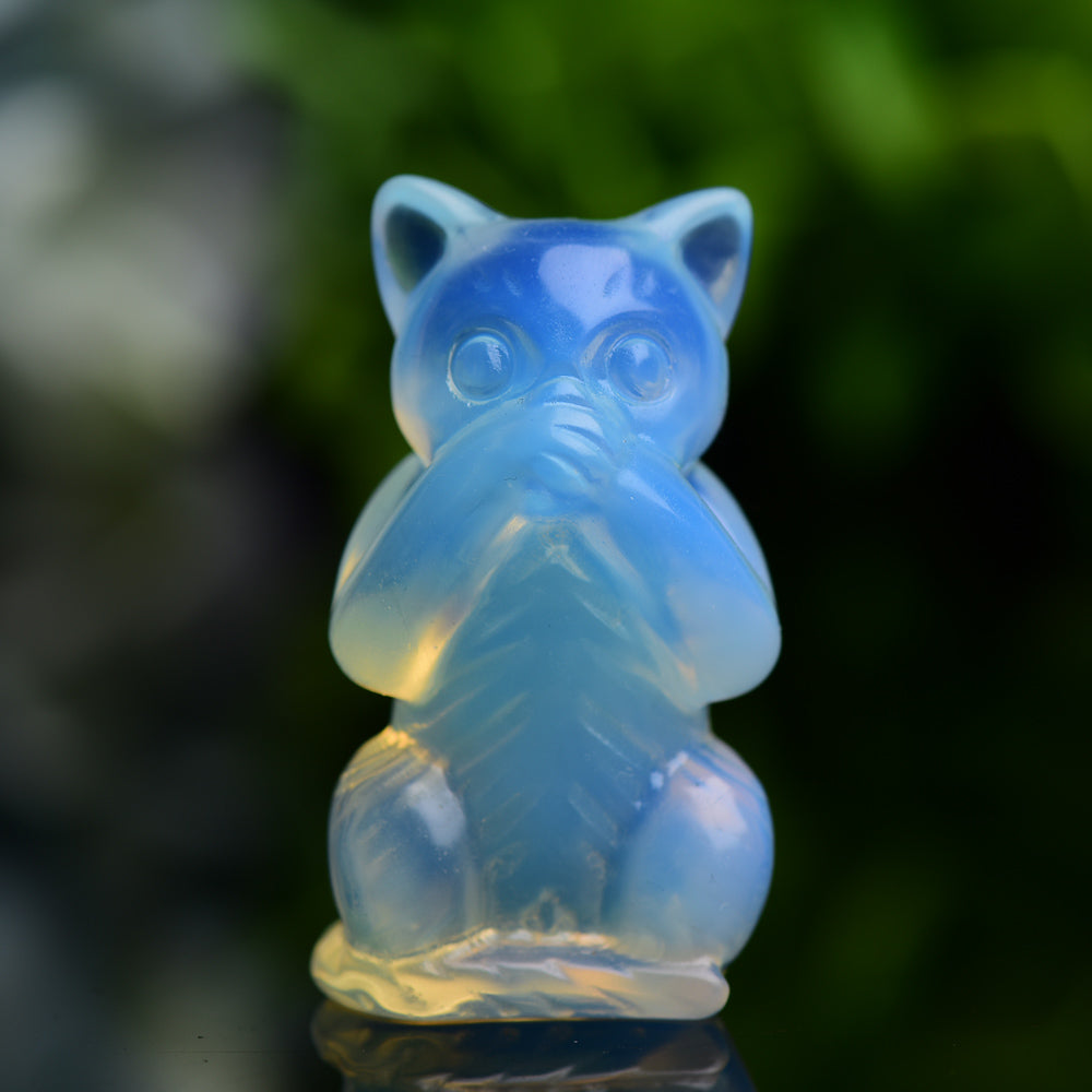 1.9" Opalite Cat 'Hear No Evil, Speak No Evil, See No Evil' Crystal Carving Wholesale Crystals USA