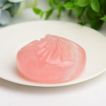 2.3" Rose Quartz Calcite Baozi Dumplin Carving Bulk Wolesale  Crystals USA