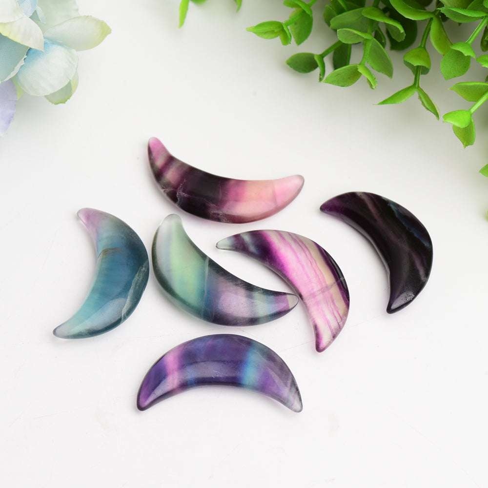 1.85" Rainbow Fluorite Moon Carving Bulk Wholesale  Crystals USA