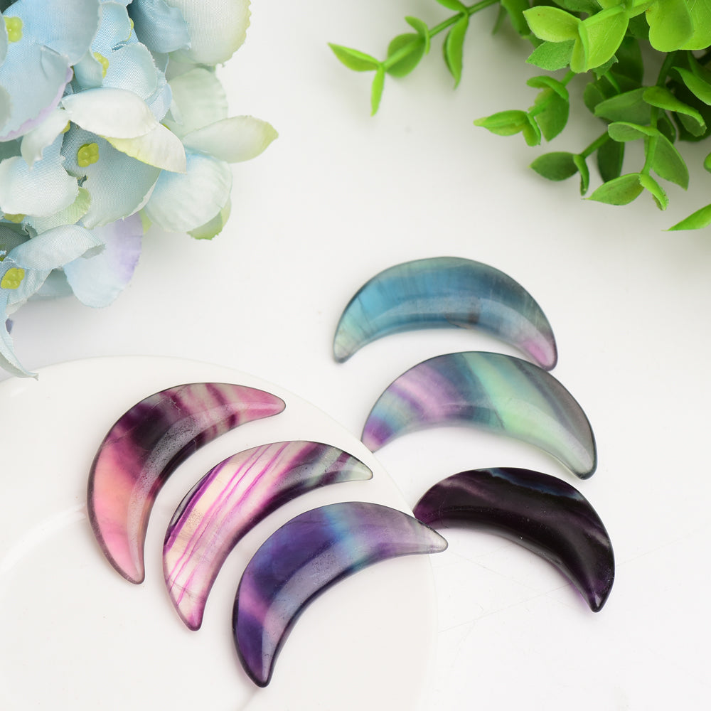 1.85" Rainbow Fluorite Moon Carving Bulk Wholesale  Crystals USA