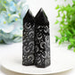 3.0"-3.5" Black Obsidian Crystal Point with Silver Moon Star Printing Bulk Wholesale  Crystals USA
