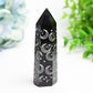 3.0"-3.5" Black Obsidian Crystal Point with Silver Moon Star Printing Bulk Wholesale  Crystals USA