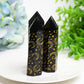 3.0"-3.5" Black Obsidian Crystal Point with Golden Moon Star Printing Bulk Wholesale  Crystals USA