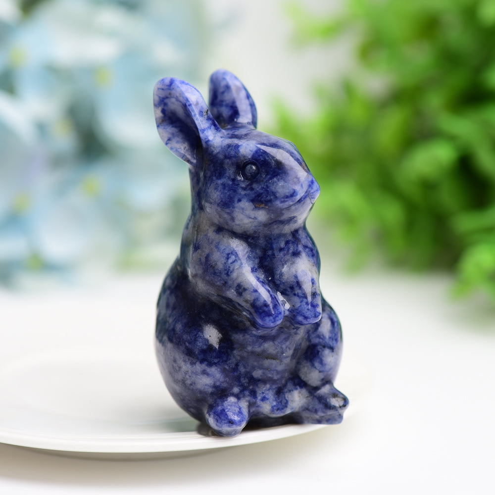 3.0" Sodalite Rabbit Animal Crystal Carving Wholesale Crystals USA