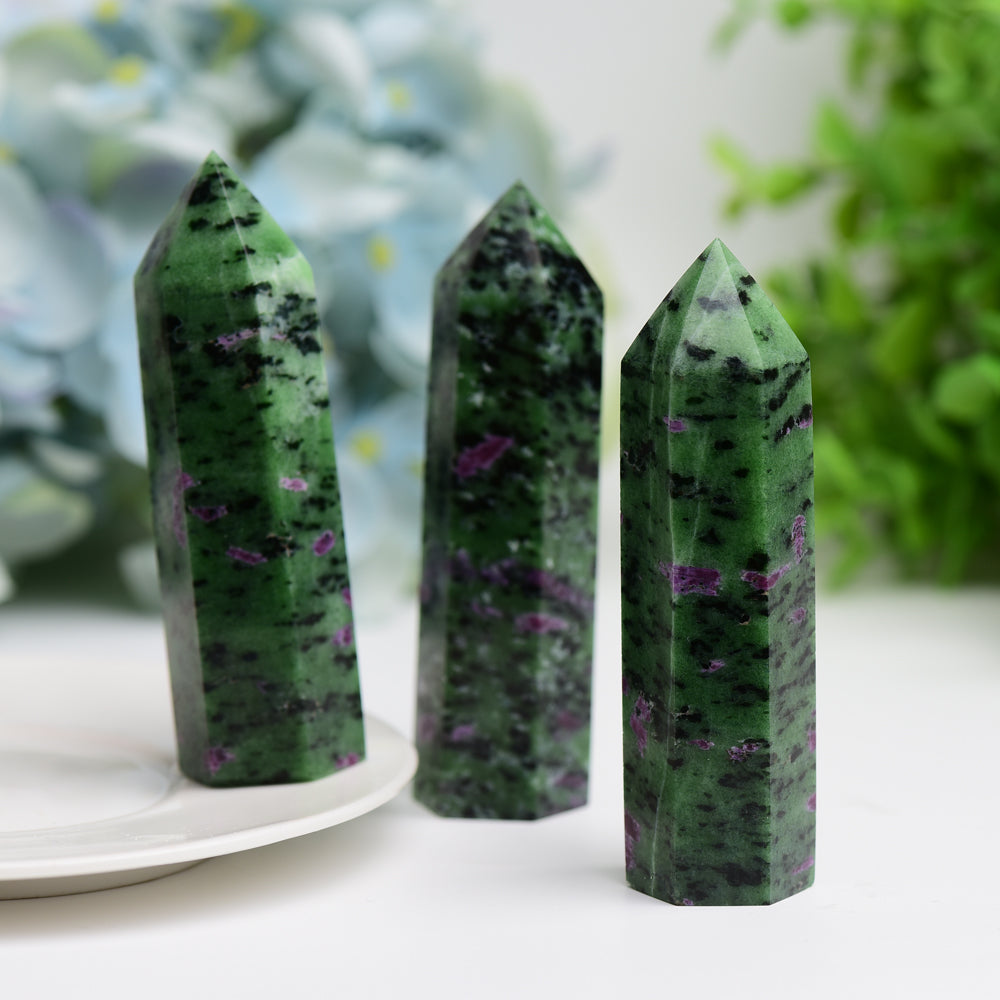 2.5"-4.0" Ruby In Zoisite Crystal Point Wholesale Crystals USA