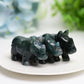 2.2" Moss Agate Rhinoceros Animal Crystal Carving Wholesale Crystals USA