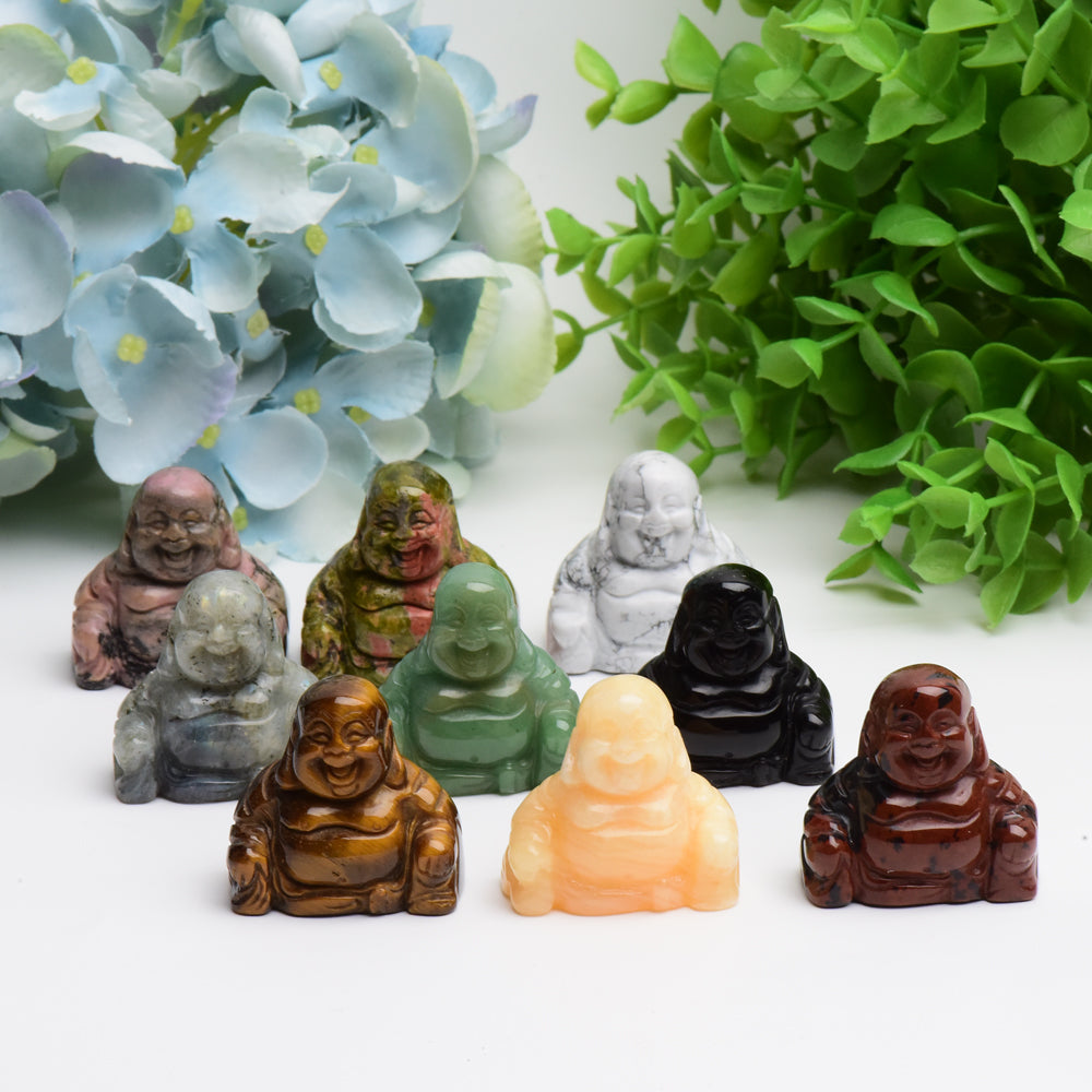 1.4" Mixed Crystal Buddha Crystal Carving Free Form Wholesale Crystals USA