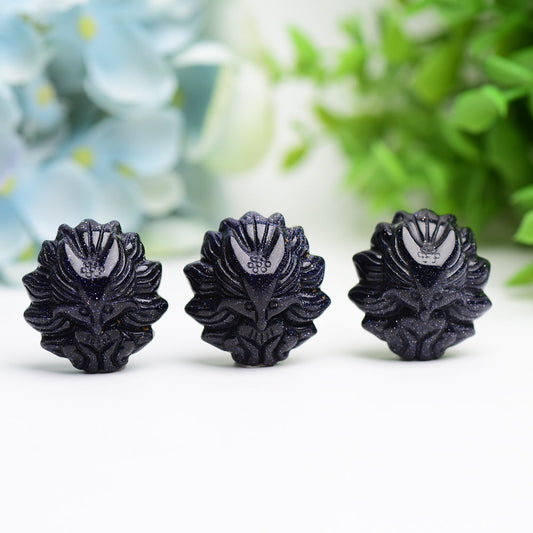 1.2" Blue Sandstone Nine-tail Fox Animal Crystal Carving Wholesale Crystals USA