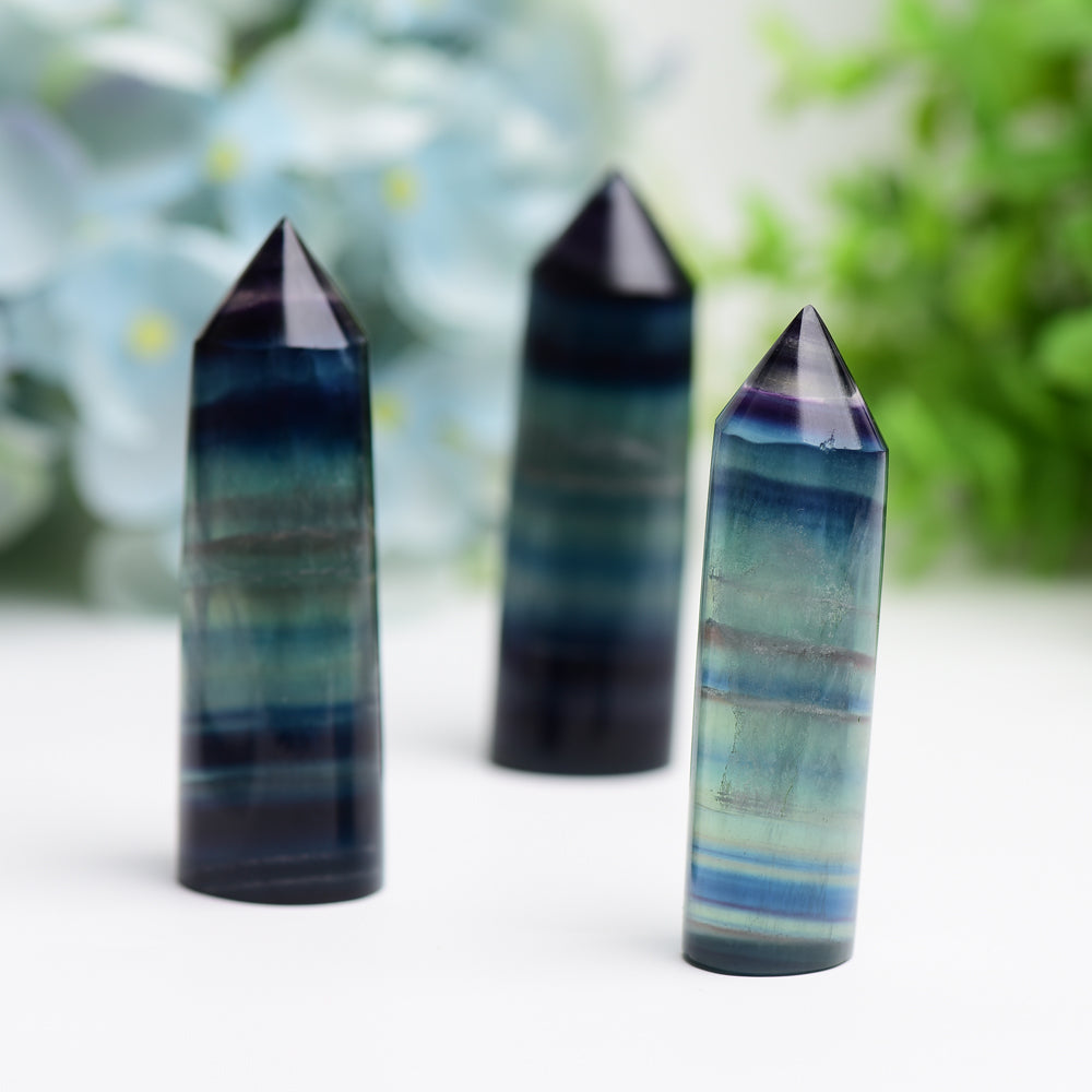 2.5"-3.5" Rainbow Fluorite Crystal Point Wholesale Crystals USA