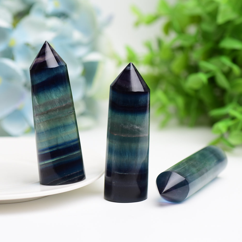 2.5"-3.5" Rainbow Fluorite Crystal Point Wholesale Crystals USA