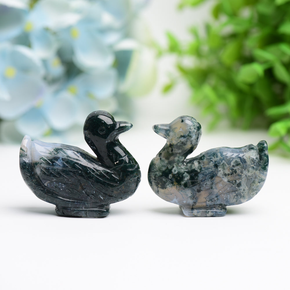 2.1" Moss Agate Duck Animal Crystal Carving Wholesale Crystals USA