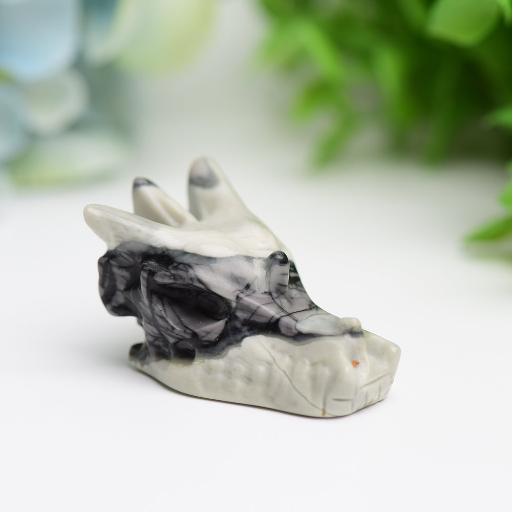 1.8" Mixed Crystal Dragon Head Animal Crystal Carving Wholesale Crystals USA
