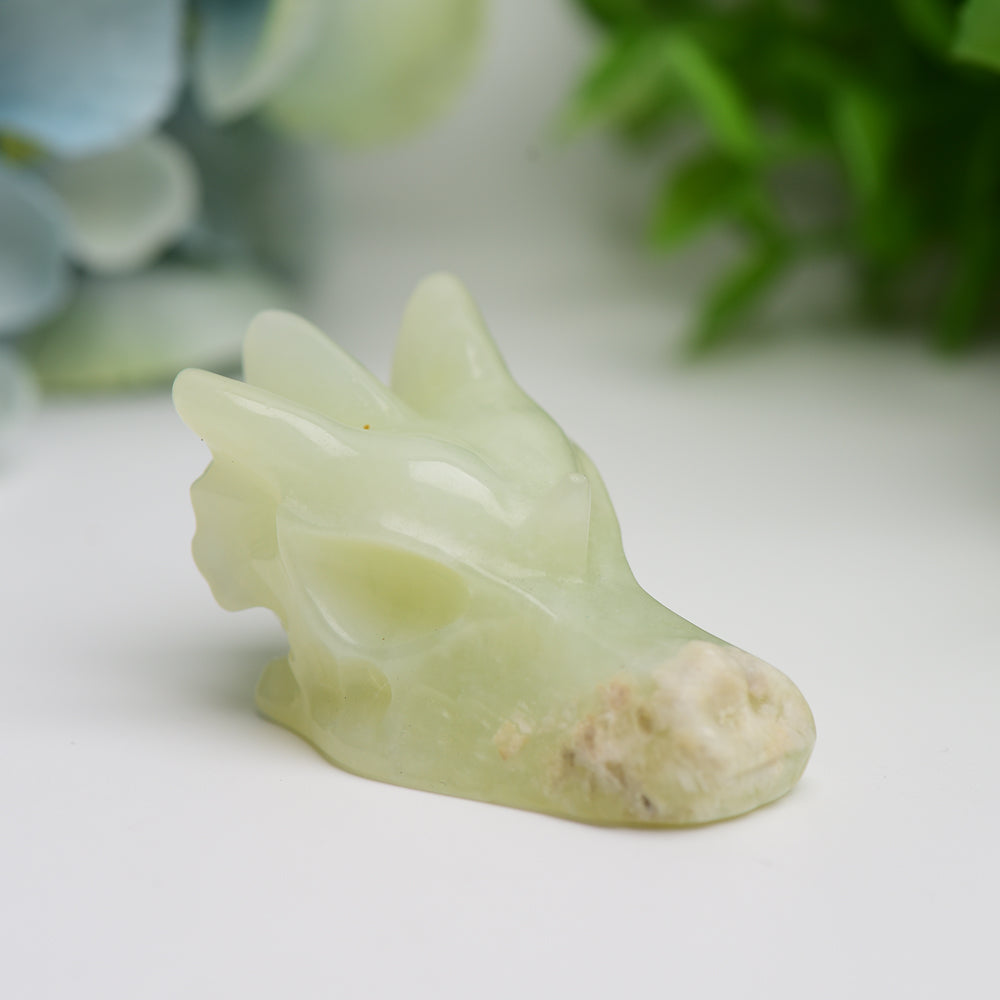 1.8" Mixed Crystal Dragon Head Animal Crystal Carving Wholesale Crystals USA