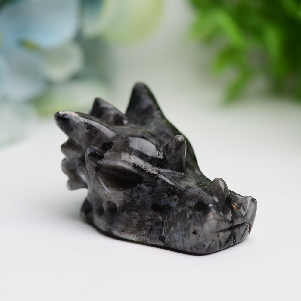 1.8" Mixed Crystal Dragon Head Animal Crystal Carving Wholesale Crystals USA