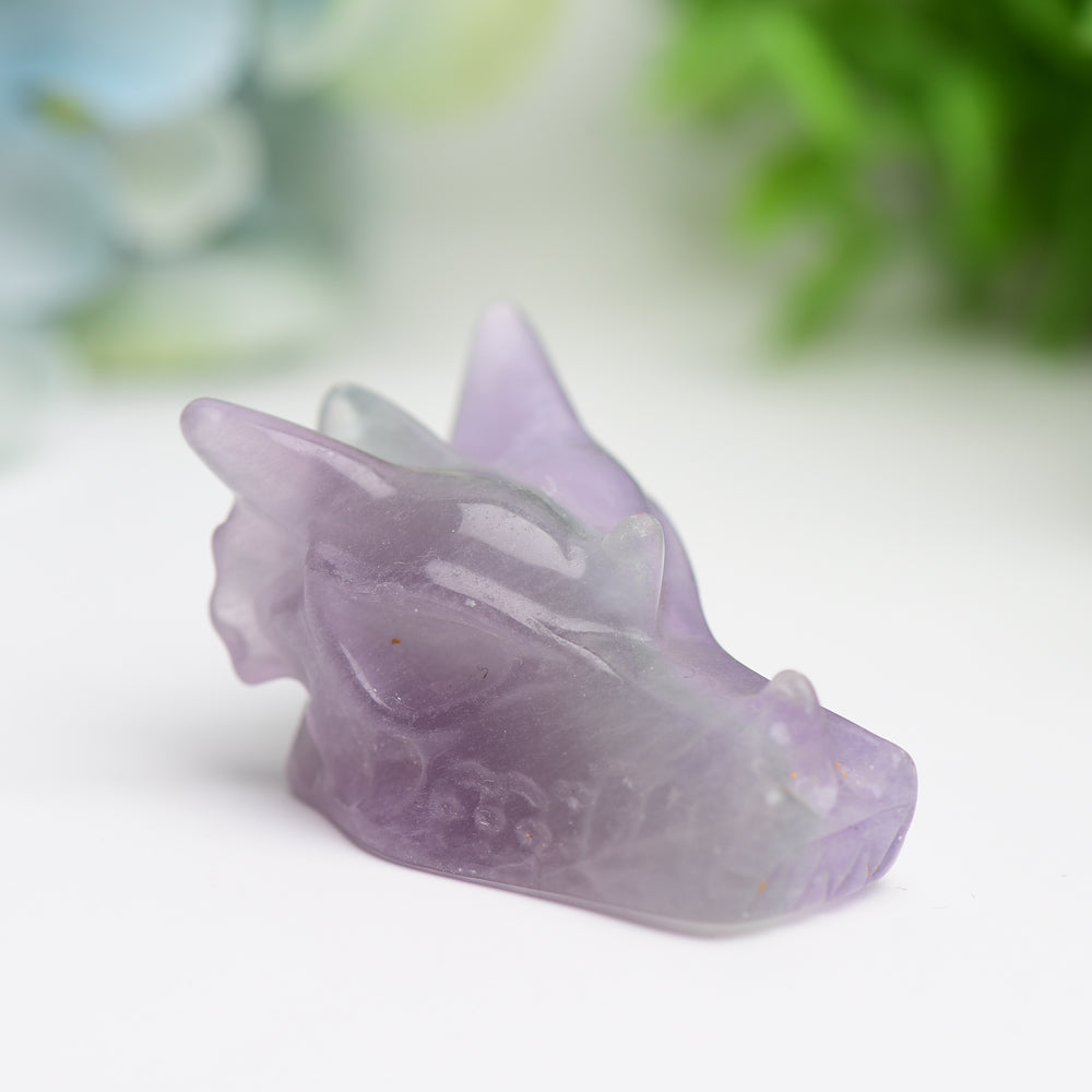 1.8" Mixed Crystal Dragon Head Animal Crystal Carving Wholesale Crystals USA